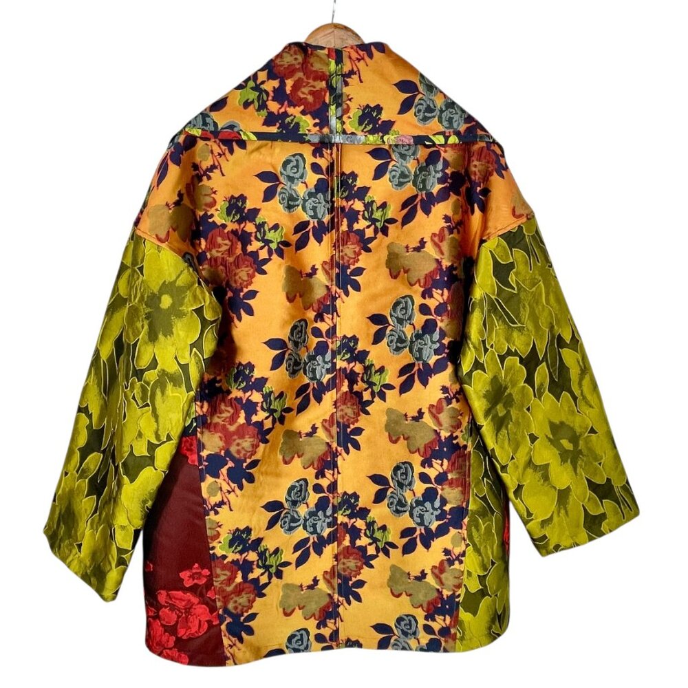 Alembika Floral Patchwork Kimono Jacket Brocade Jacquard Art to Wear Boho Luxe M - Picture 4 of 13
